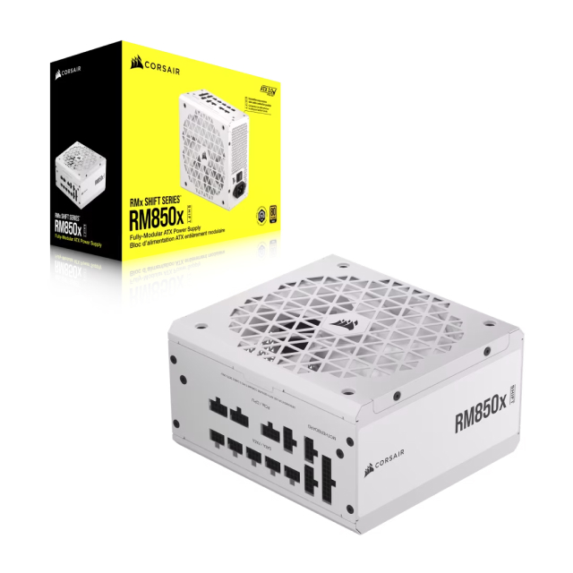 Fuente de Poder Corsair RM850x SHIFT | 850W | 80 PLUS Gold | 24-pin ATX | 140 mm | Full Modular | Blanco | CP-9020274-NA