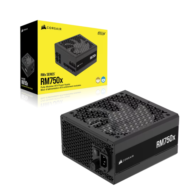 Fuente de Poder Corsair RM750x | 750W | Cybenetics Gold | 24-pin ATX | 135 mm | Full Modular | Compatible con ATX 3.1 | Negro | CP-9020285-NA