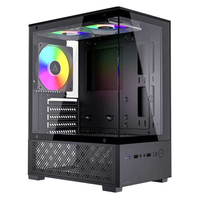 Gabinete Acteck PANORAK GC600 | Mini Torre | Micro-ATX / Mini-ITX | USB-A 3.0 | Cristal Templado | Negro | AC-943826