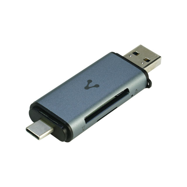 Lector de Memorias Vorago CR-350 | USB A 3.0 | USB C | Lector de SD y Micro SD | CR-350