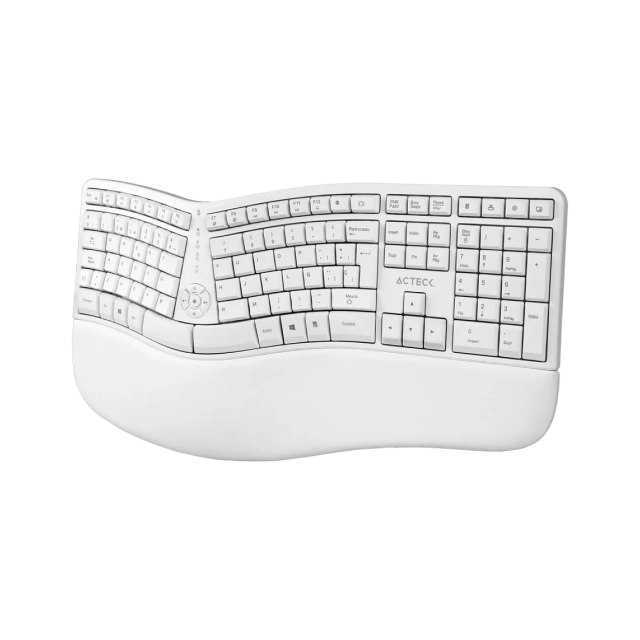 Kit de Teclado y Mouse Ergonómicos Acteck Creator Virtuos Fitt MK770 | Inalámbrico | 2.4 GHz | USB C | Mouse Óptico | Teclado Membrana | Blanco | AC-936255