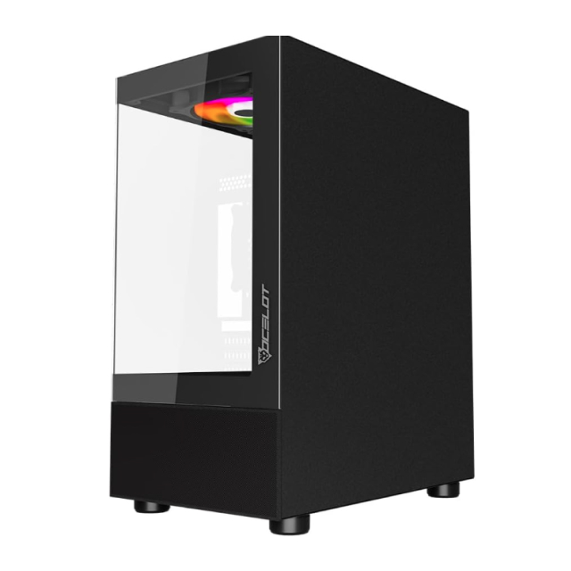 Gabinete Ocelot Gaming GLASS EN6 | Micro Torre | Micro-ATX / Mini-ITX | USB 2.0 / USB 3.0 | Cristal Templado | 3 Ventiladores ARGB Pre-Instalados | Negro | CS-1005