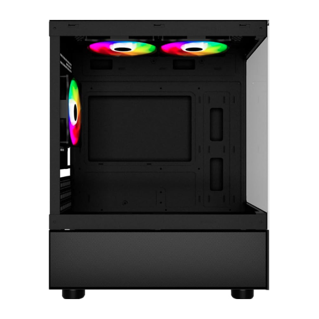 Gabinete Ocelot Gaming GLASS EN6 | Micro Torre | Micro-ATX / Mini-ITX | USB 2.0 / USB 3.0 | Cristal Templado | 3 Ventiladores ARGB Pre-Instalados | Negro | CS-1005