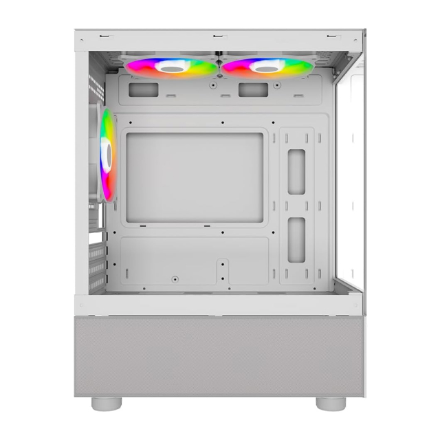 Gabinete Ocelot Gaming GLASS EW7 | Micro Torre | Micro-ATX / Mini-ITX | USB 2.0 / USB 3.0 | 3 Ventiladores ARGB Pre-Instalados | Cristal Templado | Blanco | CS-1006