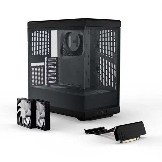Gabinete HYTE Y40 | Media Torre | ATX / Micro-ATX / Mini-ITX | USB 3.0 / USB-C 3.2 | Soporta Tarjeta de Video Vertical | Incluye Cable Elevador | 2 Ventiladores Pre-Instalados | Cristal Templado Panorámico | Negro (Pitch Black) | CS-HYTE-Y40-B