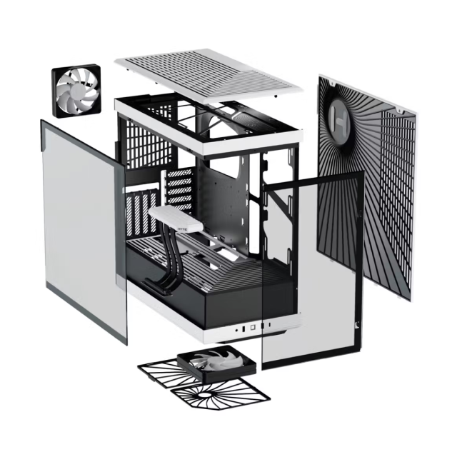 Gabinete HYTE Y40 | Media Torre | ATX / Micro-ATX / Mini-ITX | USB 3.0 / USB-C 3.2 | Soporta Tarjeta de Video Vertical | Incluye Cable Elevador | 2 Ventiladores Pre-Instalados | Cristal Templado Panorámico | Negro / Blanco (Panda) | CS-HYTE-Y40-BW