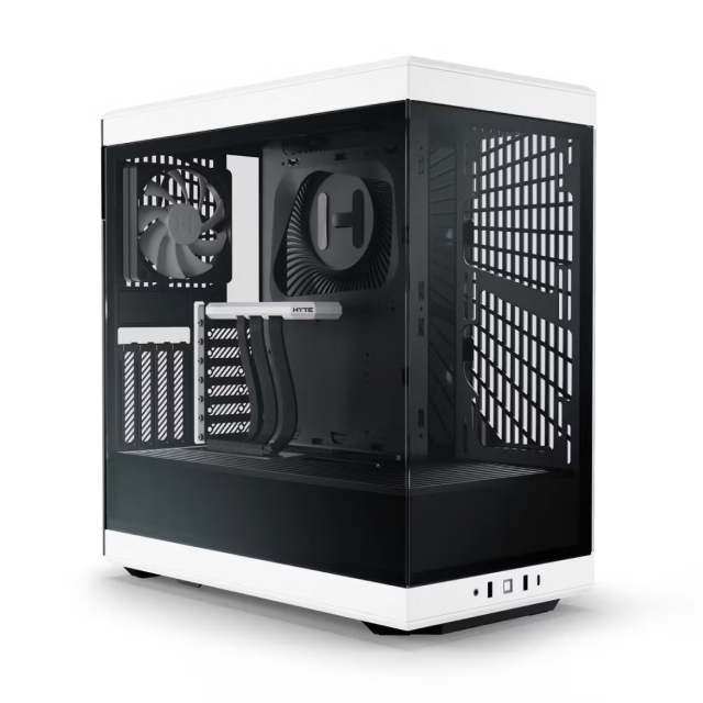 Gabinete HYTE Y40 | Media Torre | ATX / Micro-ATX / Mini-ITX | USB 3.0 / USB-C 3.2 | Soporta Tarjeta de Video Vertical | Incluye Cable Elevador | 2 Ventiladores Pre-Instalados | Cristal Templado Panorámico | Negro / Blanco (Panda) | CS-HYTE-Y40-BW