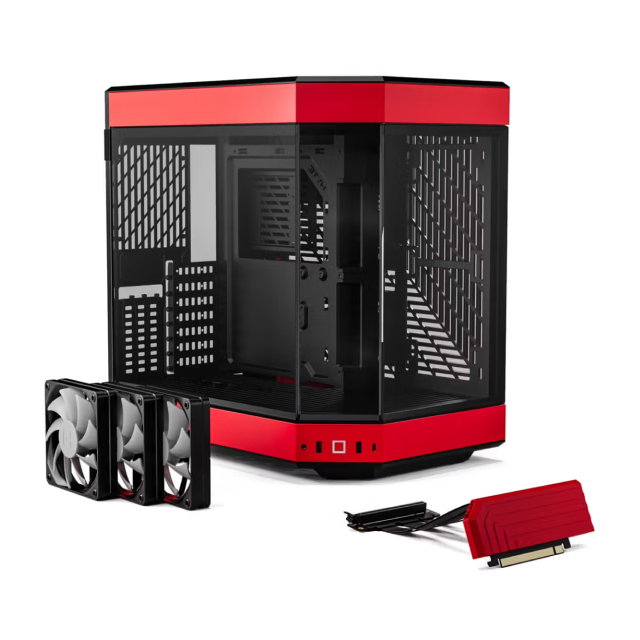 Gabinete HYTE Y60 | Media Torre | E-ATX / ATX / Micro-ATX / Mini-ITX | USB 3.0 / USB 3.2 | Cristal Templado | Negro / Rojo (Black Cherry) | CS-HYTE-Y60-BR