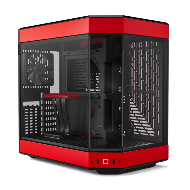 Gabinete HYTE Y60 | Media Torre | E-ATX / ATX / Micro-ATX / Mini-ITX | USB 3.0 / USB 3.2 | Cristal Templado | Negro / Rojo (Black Cherry) | CS-HYTE-Y60-BR