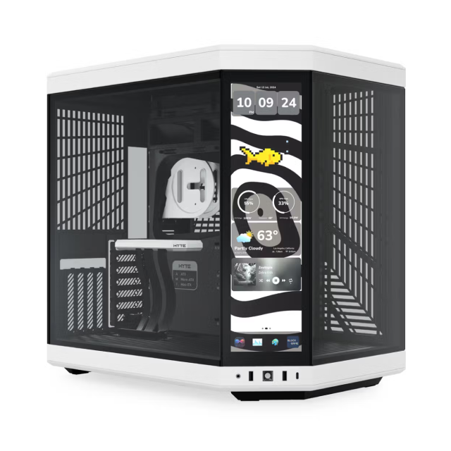 Gabinete HYTE Y70 Touch Infinite | Torre Completa | E-ATX / ATX / Micro-ATX / Mini-ITX | USB 3.0 / USB-C 3.2 / Jack 3.5mm | Pantalla Táctil Personalizable / 14.9" / 2.5K / IPS | Cristal Templado Panorámico | Negro / Blanco (Panda) | CS-HYTE-Y70TTI-WB