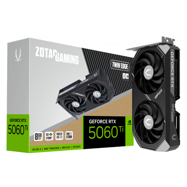 Tarjeta de Video Zotac NVIDIA GeForce RTX 5060 Ti Twin Edge OC │ 8GB GDDR7 │ 128-bit │ ZT-B50610H-10M