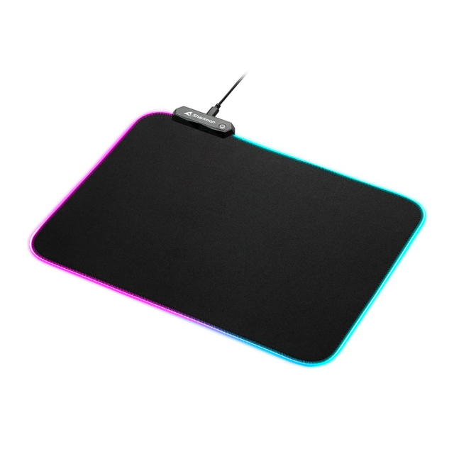 Mousepad Gamer Sharkoon 1337 RGB V2 | 360 x 270 x 3 mm | Revestimiento Repelente al Agua | Base Antideslizante | RGB | Negro | D-V2360