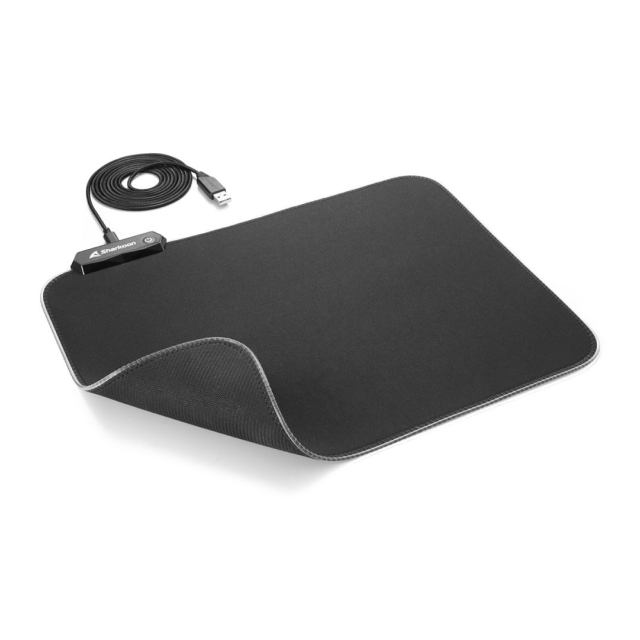 Mousepad Gamer Sharkoon 1337 RGB V2 | 360 x 270 x 3 mm | Revestimiento Repelente al Agua | Base Antideslizante | RGB | Negro | D-V2360