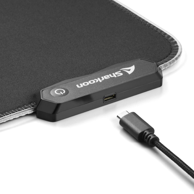 Mousepad Gamer Sharkoon 1337 RGB V2 | 360 x 270 x 3 mm | Revestimiento Repelente al Agua | Base Antideslizante | RGB | Negro | D-V2360