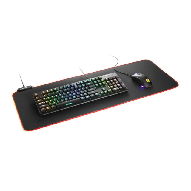 Mousepad Gamer Sharkoon 1337 RGB V2 | 900 x 425 x 3 mm | Revestimiento Repelente al Agua | Base Antideslizante | RGB | Negro | D-V2900