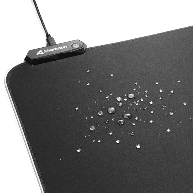 Mousepad Gamer Sharkoon 1337 RGB V2 | 900 x 425 x 3 mm | Revestimiento Repelente al Agua | Base Antideslizante | RGB | Negro | D-V2900
