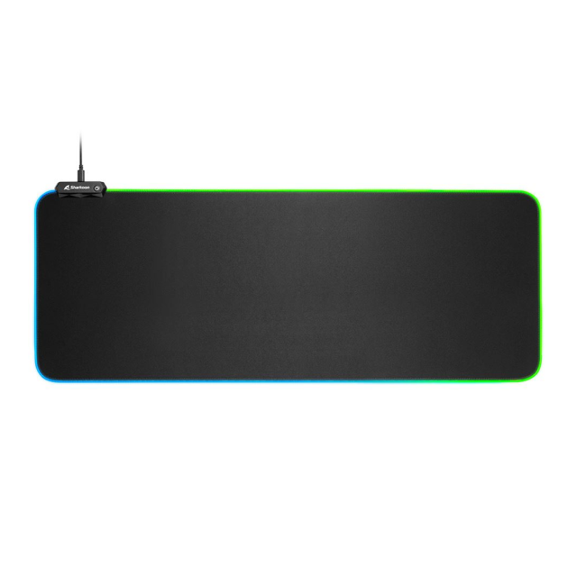 Mousepad Gamer Sharkoon 1337 RGB V2 | 900 x 425 x 3 mm | Revestimiento Repelente al Agua | Base Antideslizante | RGB | Negro | D-V2900