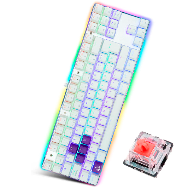 TECLADO GAMER MECANICO MUNFROST DEIMOS BLANCO SWITCH RED ARGB USB TKL EN ESPAÑOL