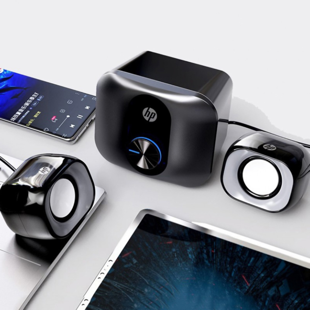 Bocinas HP DHS-2111S | Mini Subwoofer | Alimentación USB | Jack 3.5 mm | PC / Móvil / Nintendo Switch | Negro | DHS-2111S