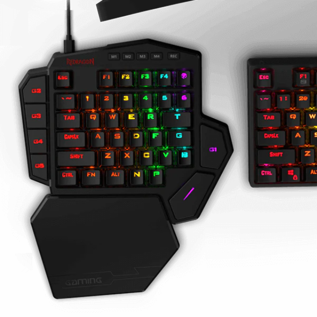 Teclado Mecánico de una Mano Redragon DITI K585 RGB | One-handed / 42 teclas | Switch Redragon Brown | RGB | Reposamuñecas | USB Tipo-C | K585RGB BROWN