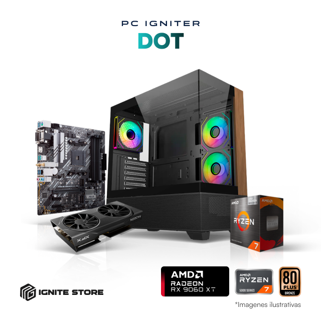 PC Igniter Dot | R7 5700X | RX 9060 XT 8GB | 32GB de RAM | SSD 1TB