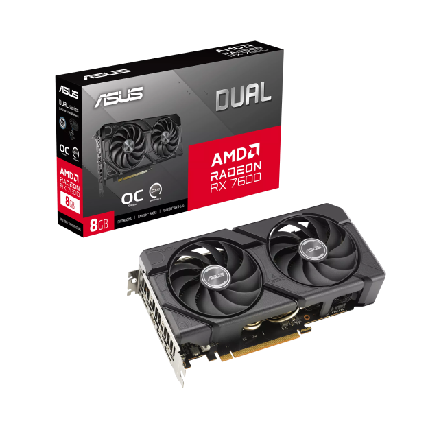Tarjeta de Video ASUS Dual Radeon RX 7600 EVO OC Edition | 8GB GDDR6 | PCI Express 4.0 | 128 Bits | 1 x HDMI / 3 x DisplayPort | Negro | DUAL-RX7600-O8G-EVO