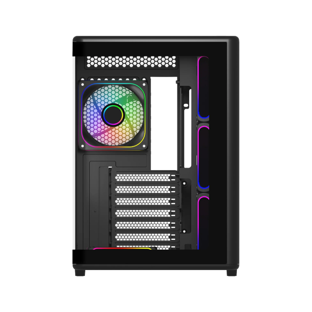 Gabinete Cooler Master Elite 600 | Media Torre | ATX / Micro-ATX / Mini-ITX | USB-C 3.2 / USB-A 3.1 | Cristal Templado Panorámico Curvo | Incluye 7 Ventiladores ARGB | Negro | E600-KGNN-S02