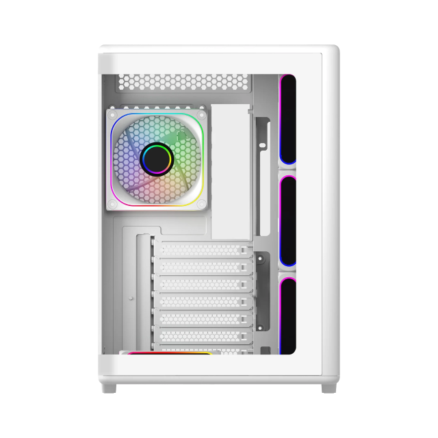 Gabinete Cooler Master Elite 600 | Media Torre | ATX / Micro-ATX / Mini-ITX | USB-C 3.2 / USB-A 3.1 | Incluye 7 Ventiladores ARGB | Cristal Templado Panorámico Curvo | Blanco | E600-WGNN-S02