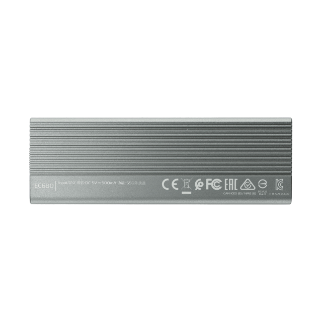 Enclosure ADATA EC680 | Caja para SSD M.2 PCIe NVMe | USB 3.2 | 1050MB/s Lectura | 1000MB/s Escritura | Gris | EC680-CCGY