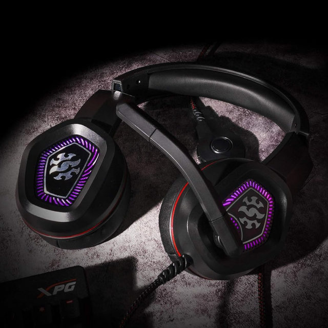 Diadema Gamer Alámbrica ADATA XPG EMIX H20 | Micrófono Ajustable Omnidireccional | Sonido Envolvente 7.1 | Cable USB | PC | RGB | Negro | EMIX H20