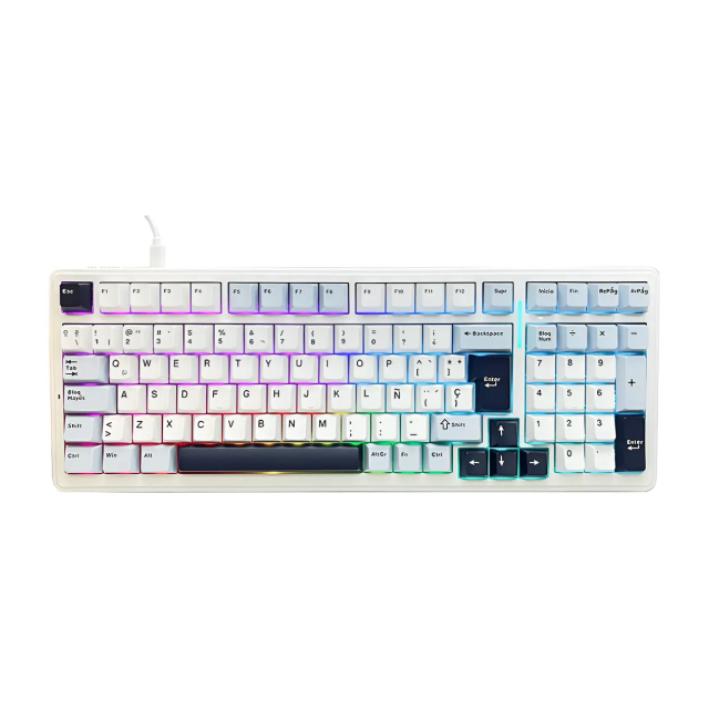 Teclado Gamer Mecánico Alámbrico AULA F99 | 96% | Switch Lineal Graywood V3 | Gasket Mount | Español | RGB | Azul / Blanco / Púrpura Oscuro | F99 BLUE+WHITE+DARK PURPLE WIRED KEYBOARD(GREY WOOD V3 SWITCH)