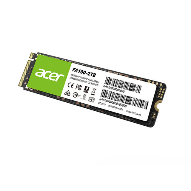 Unidad SSD Acer FA100 | 2TB | M.2 NVM | PCIe Gen3 | Hasta 3150MB/s Lectura | Hasta 2600MB/s Escritura | BL.9BWWA.121