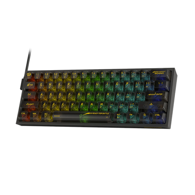 Teclado Mecánico Alámbrico Redragon FIZZ K617 SE RGB | 60% | Teclas con Switches Transparentes | RGB | Inglés | K617CTB-RGB