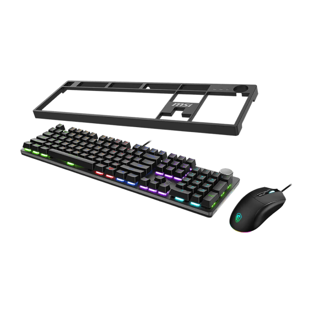 Kit de Teclado y Mouse Alámbrico MSI FORGE GK320 COMBO | Mecánico | 100% | Switch Red | Hot Swap | Perilla Multimedia | 800 a 12800 DPI | USB 2.0 | Windows | Inglés | RGB LED | Negro | FORGE GK320 COMBO RED US