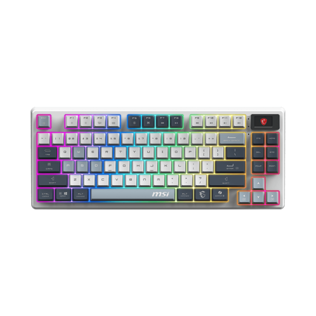 Teclado Mecánico MSI FORGE GK600 TKL W SKY US | Bluetooth / Receptor USB / USB 2.0 | RGB | Display 1.06" | Color Blanco / Gris | Inglés | FORGE GK600 TKL W SKY US
