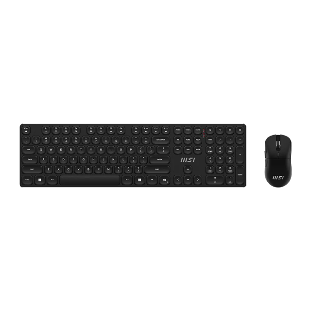 Kit de Teclado y Mouse Inalámbrico MSI FORGE K210 W COMBO US | Membrana | Completo / 100% | Sensor Óptico | 1000 a 1600 DPI | 2.4GHz | Windows | Inglés | Negro | FORGE K210 W COMBO US
