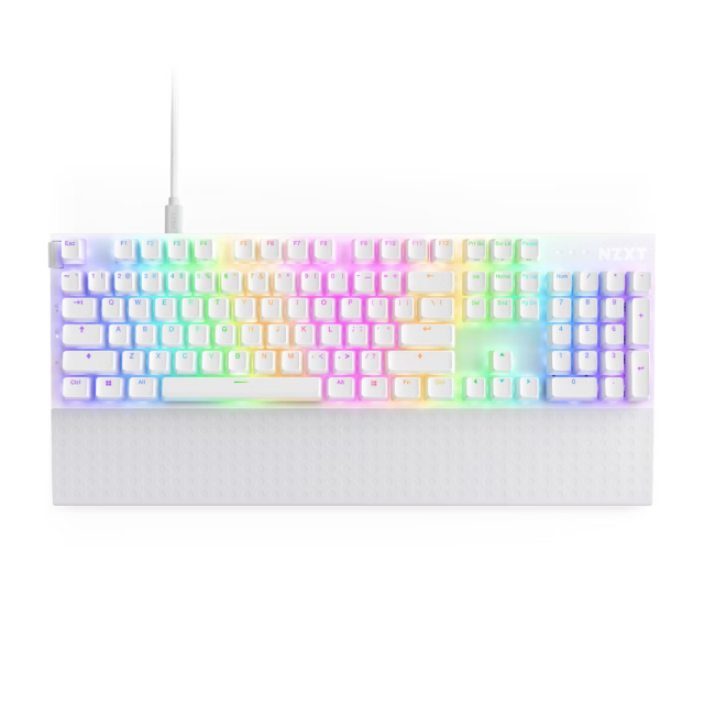 Teclado mecánico NZXT Function 2 | Blanco | RGB | Hot Swap | Switch Red óptico | Reposa muñecas | (Inglés) | KB-001NW-US