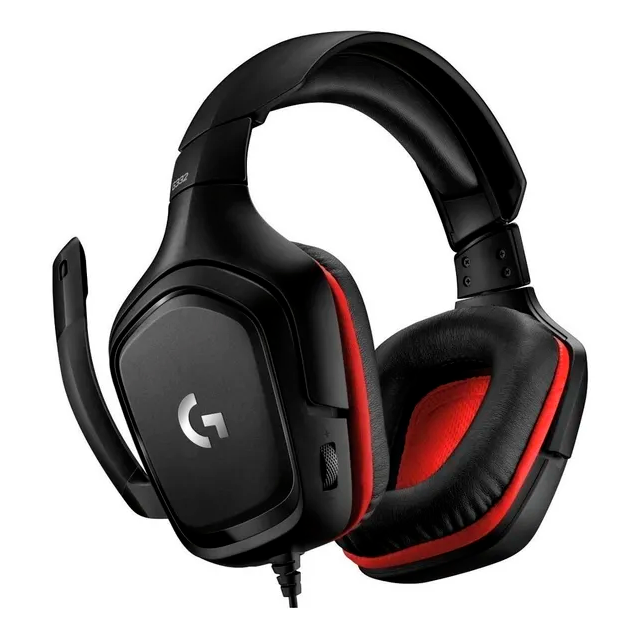 DIADEMA GAMER LOGITECH G332 BLACK/RED CON MICROFONO - 3.5MM - G332