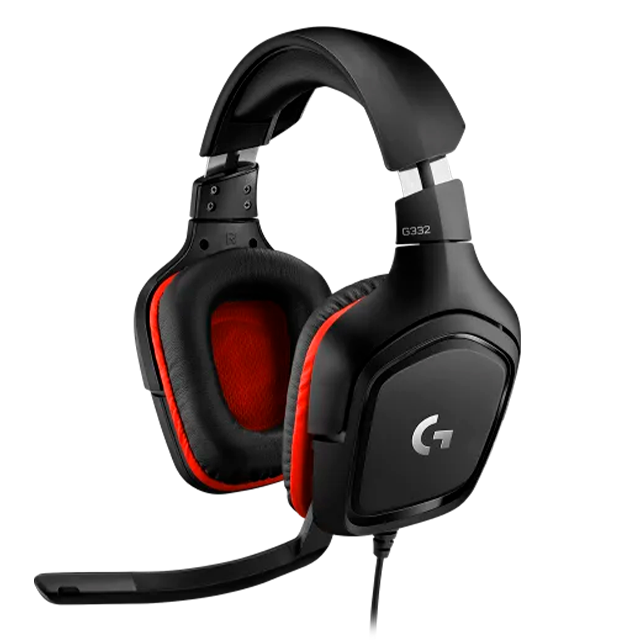 DIADEMA GAMER LOGITECH G332 BLACK/RED CON MICROFONO - 3.5MM - G332