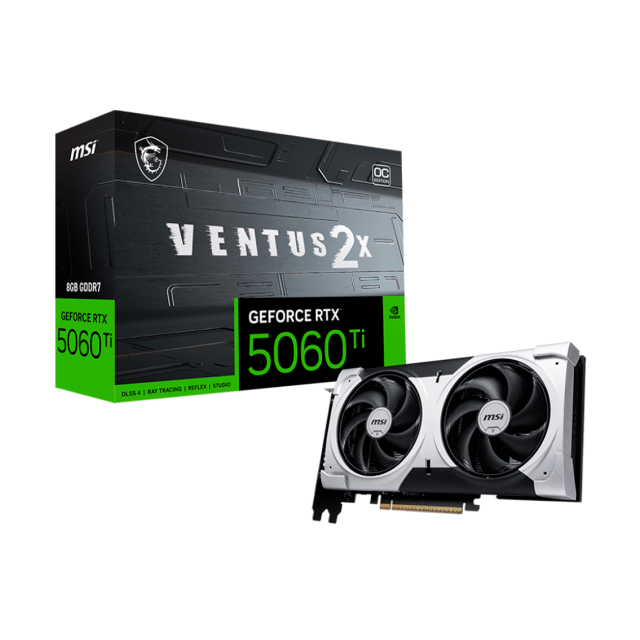 Tarjeta de Video MSI NVIDIA GeForce RTX 5060 Ti VENTUS 2X PLUS | 8GB GDDR7 | PCI Express 5.0 | 128 Bits | G506T-8V2P
