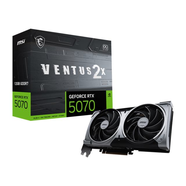 Tarjeta de Video MSI GeForce RTX 5070 12G VENTUS 2X OC | 12GB GDDR7 | PCI Express 5.0 | 192 Bits | Negro | G5070-12V2C