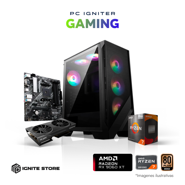 PC Igniter Gaming | R7 5700X | RX 9060 XT 8GB | 16GB de RAM | SSD 1TB