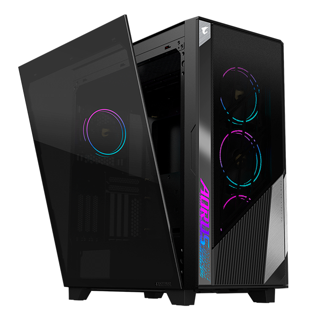 GABINETE GIGABYTE AORUS C500 GLASS - NEGRO / RGB FUSION / USB-C 3.1 / HDMI / GAMER / GB-AC500G ST