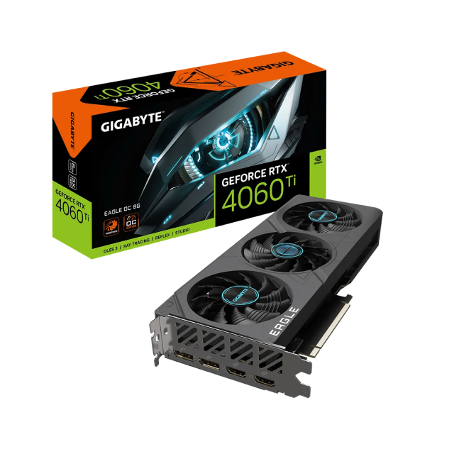 Tarjeta de Video GIGABYTE RTX 4060 Ti EAGLE OC 8G | 8GB GDDR6 | 128 bit | PCI-E 4.0 | DisplayPort 1.4a x 2 / HDMI 2.1a x 2 | GV-N406TEAGLE OC-8GD