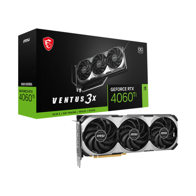 Tarjeta De Video MSI Geforce RTX 4060 Ti Ventus 3X | 8GB | GDDR6 | OC | DLSS 3 | Ray Tracing | 912-V515-219