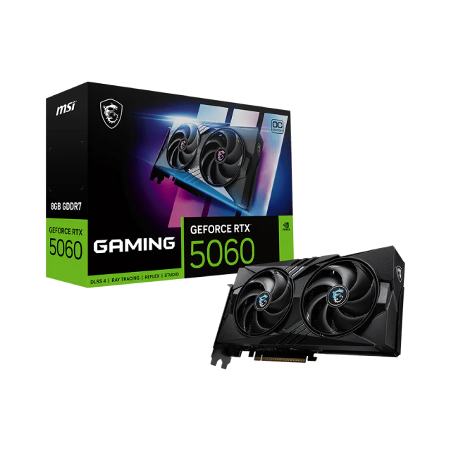Tarjeta de Video MSI GeForce RTX 5060 8G GAMING OC | 8GB GDDR7 | PCI Express 5.0 | 128 Bits | Negro | GEFORCE RTX 5060 8G GAMING OC