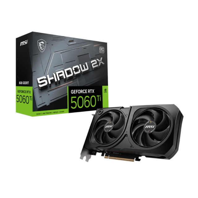 Tarjeta de Video MSI GeForce RTX 5060 Ti 8G SHADOW 2X OC PLUS | 8GB GDDR7 | PCI Express 5.0 | 128 Bits | Negro | GEFORCE RTX 5060 TI 8G SHADOW 2X OC PLUS