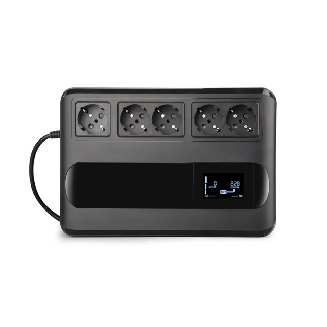 No Break SKE GF1000 | 1000 VA / 600 W | Onda Senoidal Simulada | 7 Contactos | Regulador AVR | Pantalla LCD | USB | Negro | GF1000