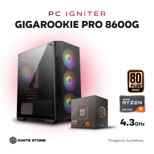 PC IGNITER GIGAROOKIE PRO R5 8600G - 16GB + 500GB SSD