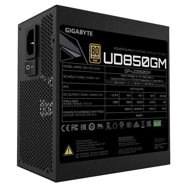 FUENTE DE PODER GIGABYTE 850W 80+ GOLD MODULAR /GP-UD850GM